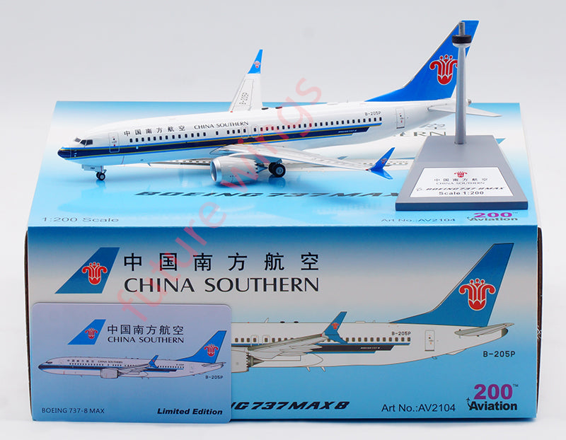 1:200 Aviation200 China Southern Airlines B737-8MAX B-205P Aircraft Model With Stand