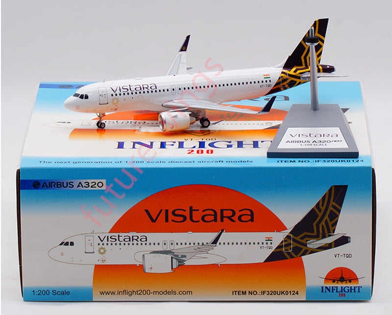 1:200 InFlight200 Vistara Airlines A320-200 VT-TQD Aircraft Model With Stand