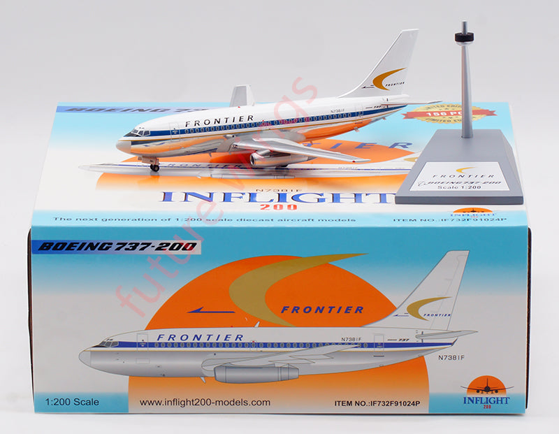 1:200 InFlight200 Frontier Airlines B737-200 N7381F Aircraft Model With Stand