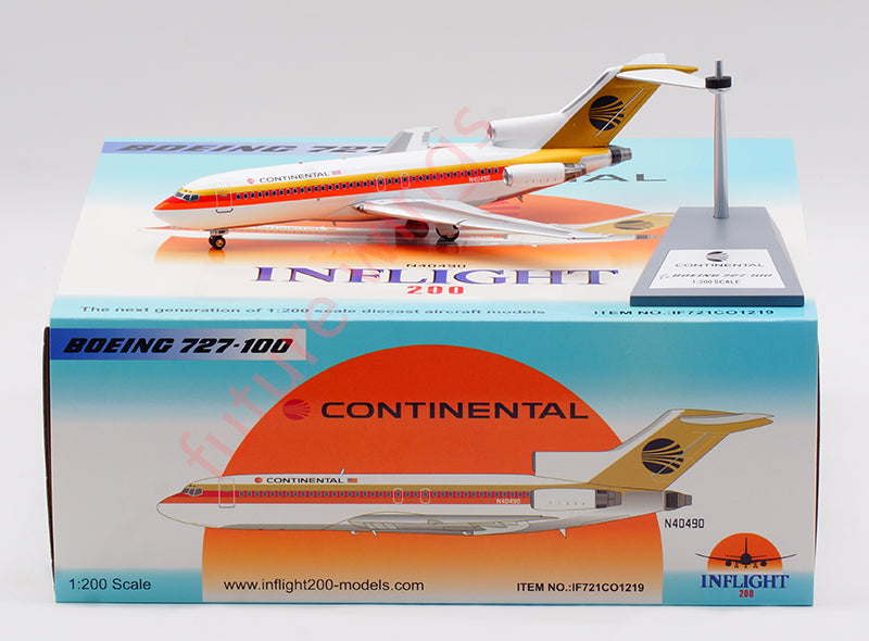 1:200 InFlight200 Continental Airlines B727-100 N40490 Aircraft Model With Stand