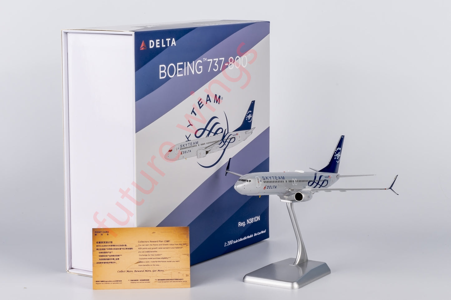 1:200 NG Models NG08013 Delta Airlines B737-800 N381DN "SKYTEAM"Aircraft Model With Stand