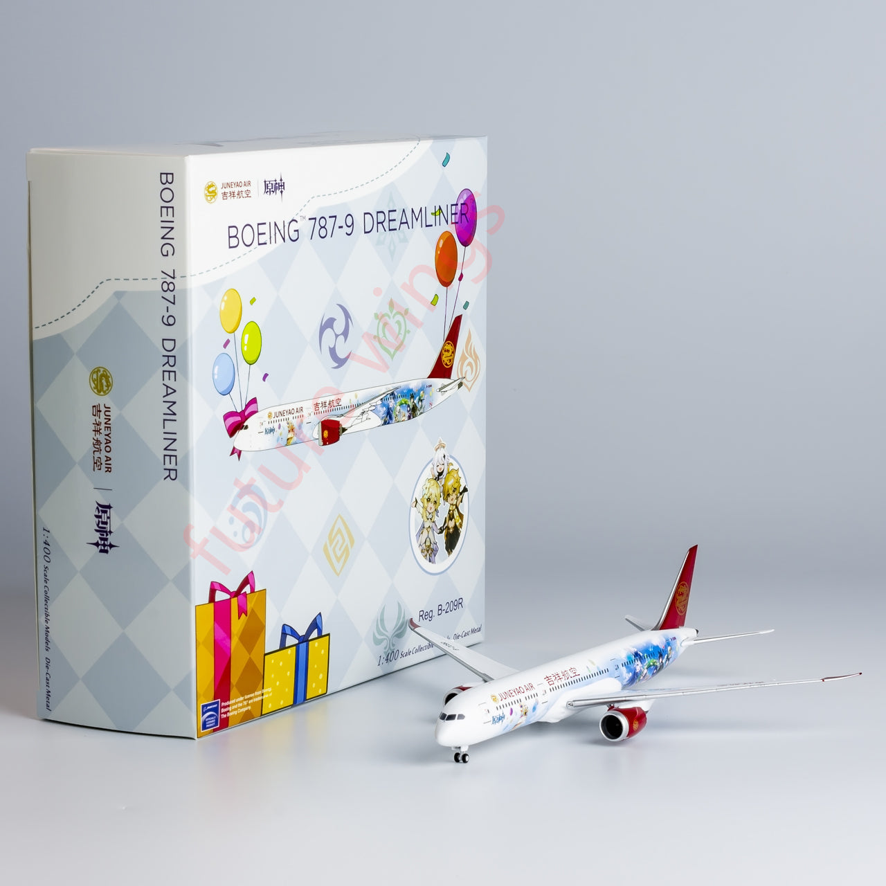 1:400 NG Lite DKH006 JUNEYAO Air B787-9 B-209R Aircraft Model+Free Tractor