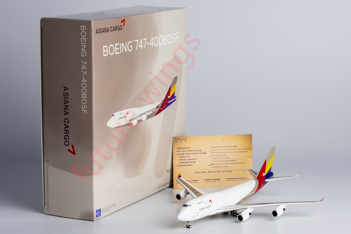 1:400 NG Lite AAR010 Asiana Cargo B747-400BDSF HL7620 Aircraft Model+Free Tractor