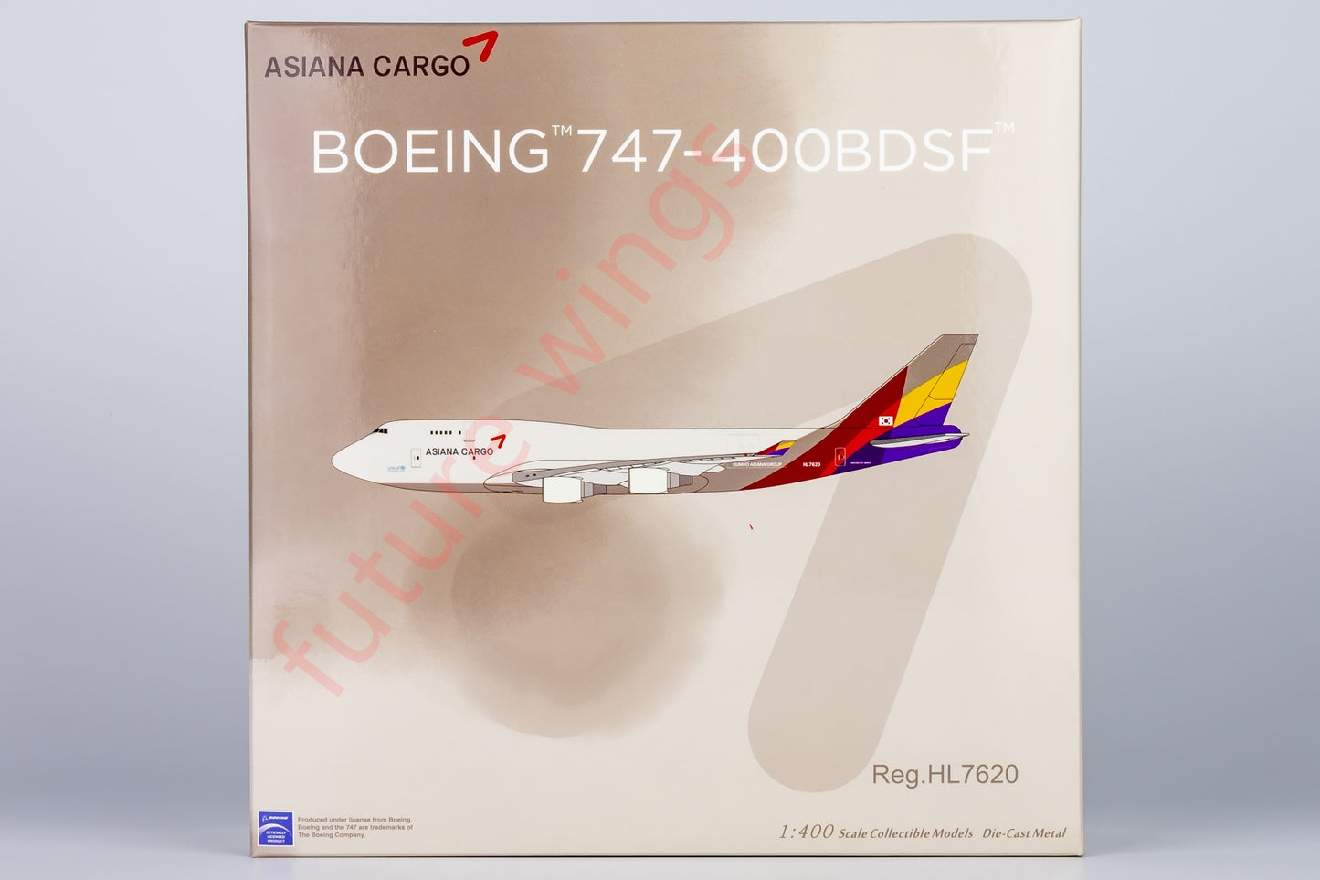 1:400 NG Lite AAR010 Asiana Cargo B747-400BDSF HL7620 Aircraft Model+Free Tractor