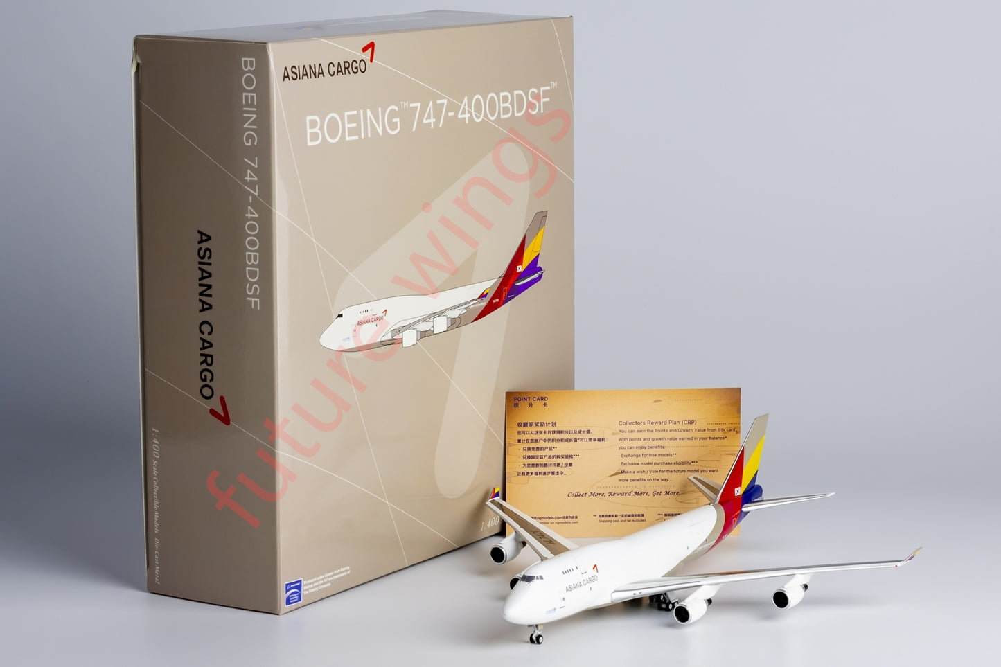 1:400 NG Lite AAR008 Asiana Cargo B747-400BDSF HL7421 Aircraft Model+Free Tractor