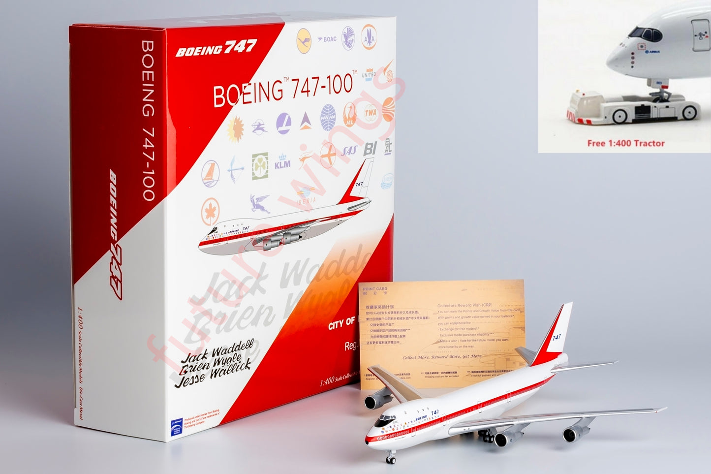 1:400 NG Lite BOE004 Boeing B747-100 N7470 "Museum Livery" Aircraft Model+Free Tractor