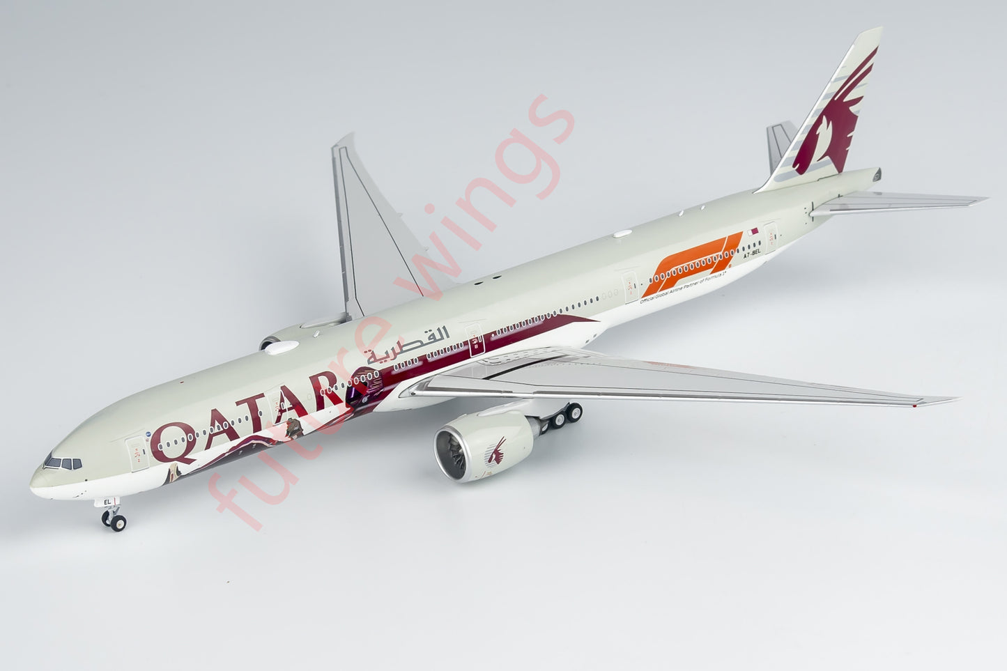 1:400 NG Models NG73038 Qatar Airways B777-300ER A7-BEL "F1" Aircraft Model+Free Tractor