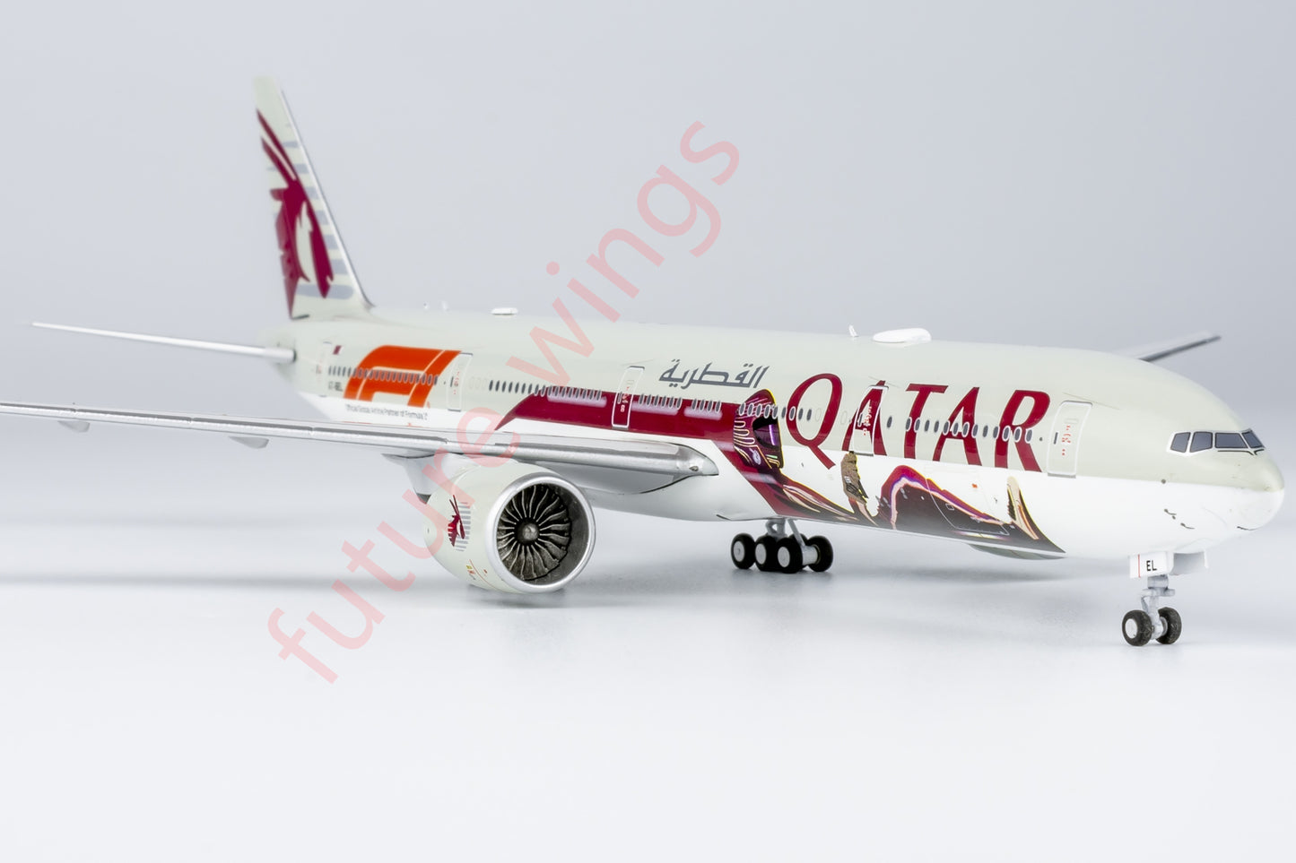 1:400 NG Models NG73038 Qatar Airways B777-300ER A7-BEL "F1" Aircraft Model+Free Tractor