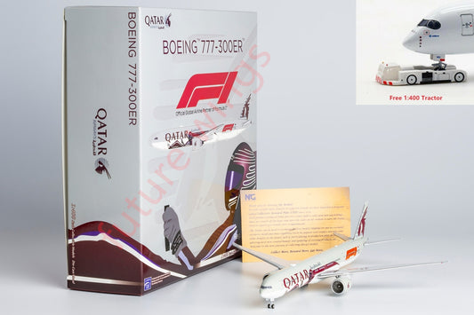 1:400 NG Models NG73038 Qatar Airways B777-300ER A7-BEL "F1" Aircraft Model+Free Tractor