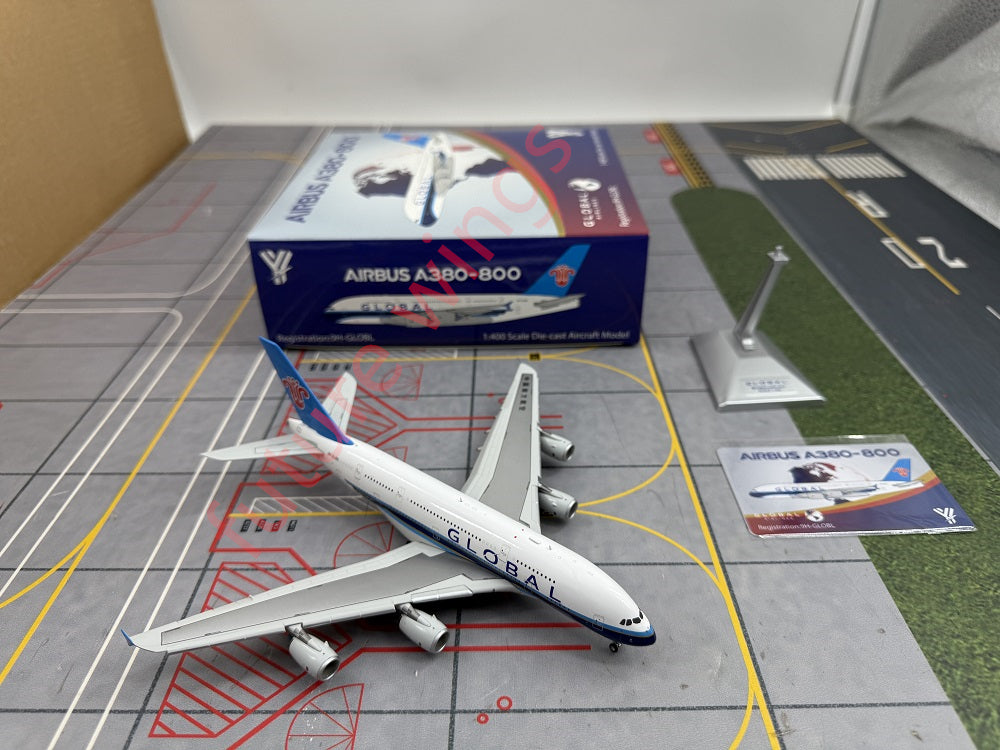 1:400 YY Wings Global Airlines A380 9H-GLOBL Aircraft Model+Tractor