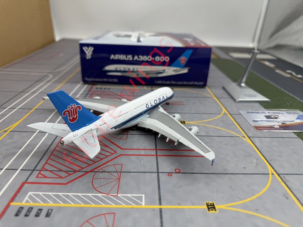 1:400 YY Wings Global Airlines A380 9H-GLOBL Aircraft Model+Tractor