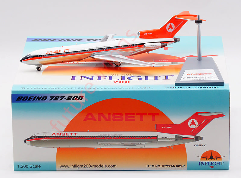 1:200 InFlight200 Ansett B727-200 VH-RMV Aircraft Model With Stand