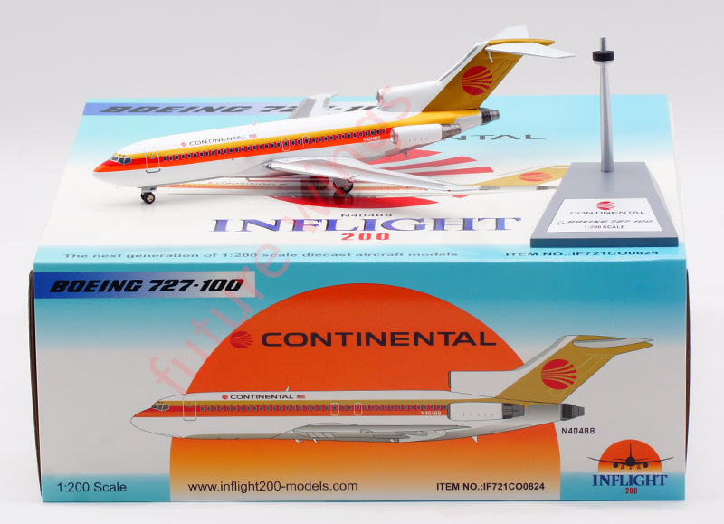 1:200 InFlight200 Continental Airlines B727-100 N40488 Aircraft Model With Stand