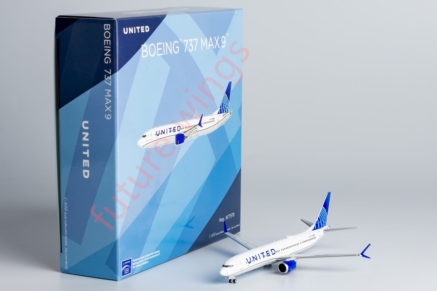 1:400 NG Models NG89013 United Airlines B737 MAX9 N77578 Aircraft Model+Free Tractor