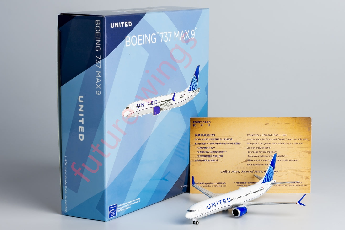 1:400 NG Models NG89013 United Airlines B737 MAX9 N77578 Aircraft Model+Free Tractor