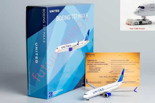 1:400 NG Models NG89013 United Airlines B737 MAX9 N77578 Aircraft Model+Free Tractor