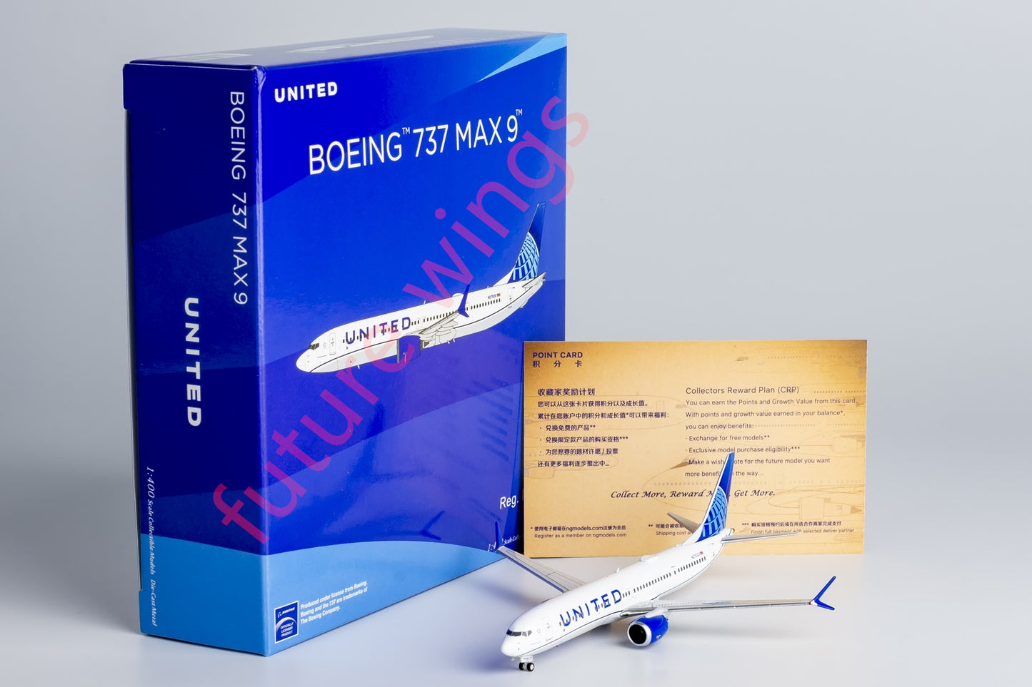 1:400 NG Models NG89012 United Airlines B737 MAX9 N27520 Aircraft Model+Free Tractor