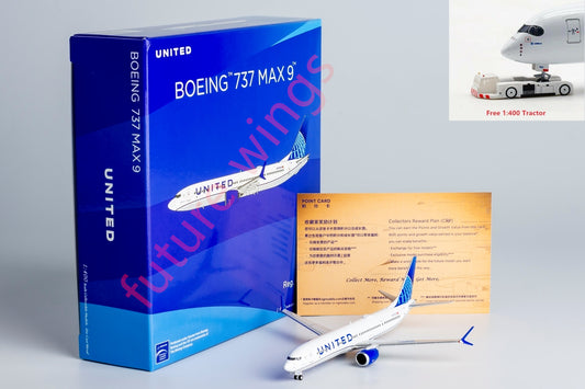 1:400 NG Models NG89012 United Airlines B737 MAX9 N27520 Aircraft Model+Free Tractor