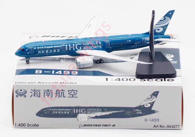 1:400 Aviation400 Hainan Airlines B787-9 B-1499 Aircraft Model Free Tractor+Stand