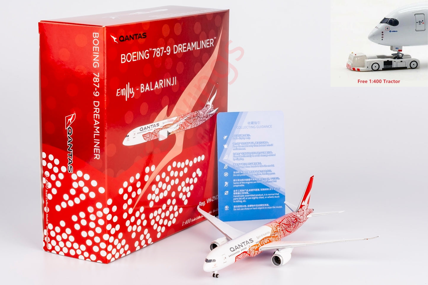 1:400 NG Lite Qantas Airways B787-9 VH-ZND Aircraft Model+Free Tractor