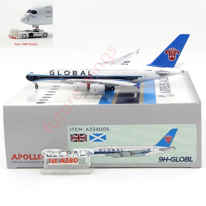 1:400 APOLLO China Southern A380-800 Diecast Aircraft Model+Free Tractor