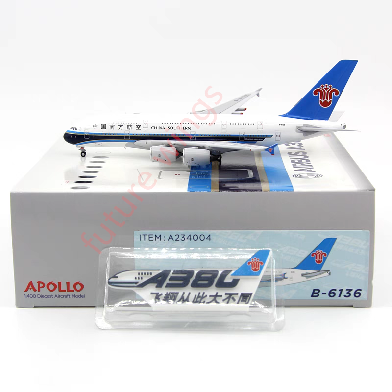 1:400 APOLLO China Southern A380-800 Diecast Aircraft Model+Free Tractor