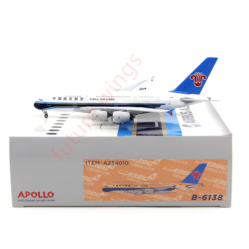 1:400 APOLLO China Southern A380-800 Diecast Aircraft Model+Free Tractor