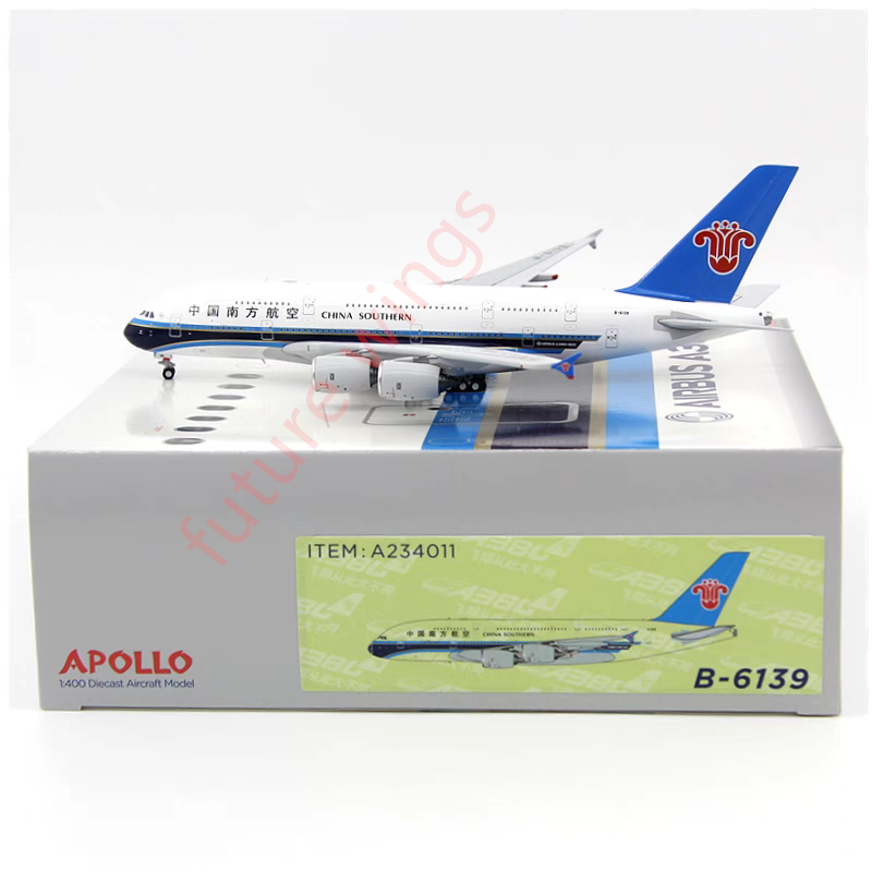 1:400 APOLLO China Southern A380-800 Diecast Aircraft Model+Free Tractor