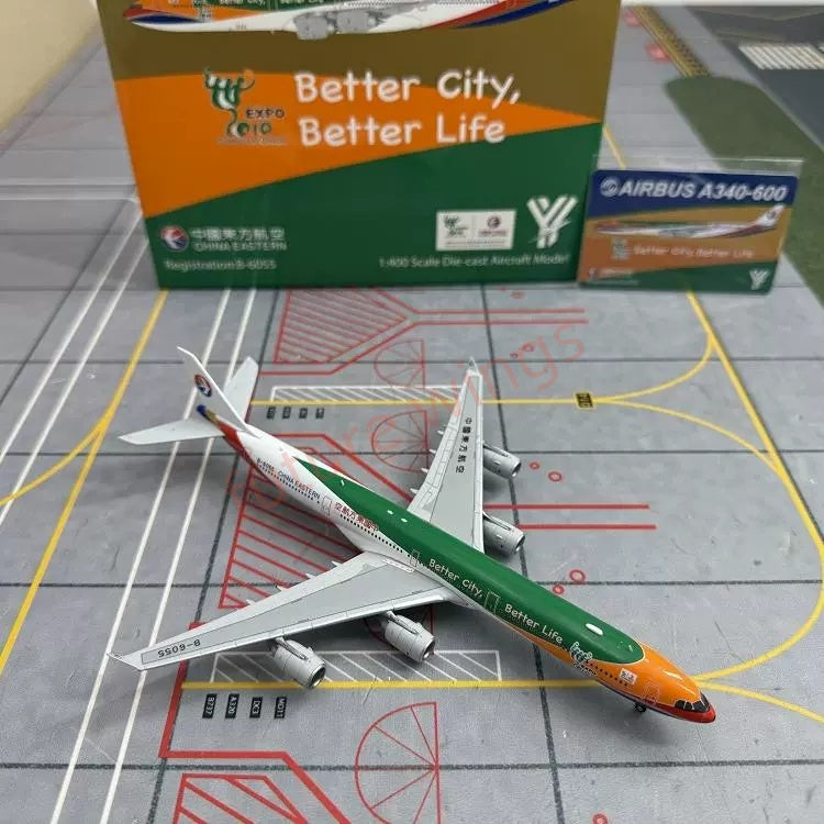 1:400 YY Wings China Eastern Airlines A340-600 B-6055 Aircraft Model+Tractor