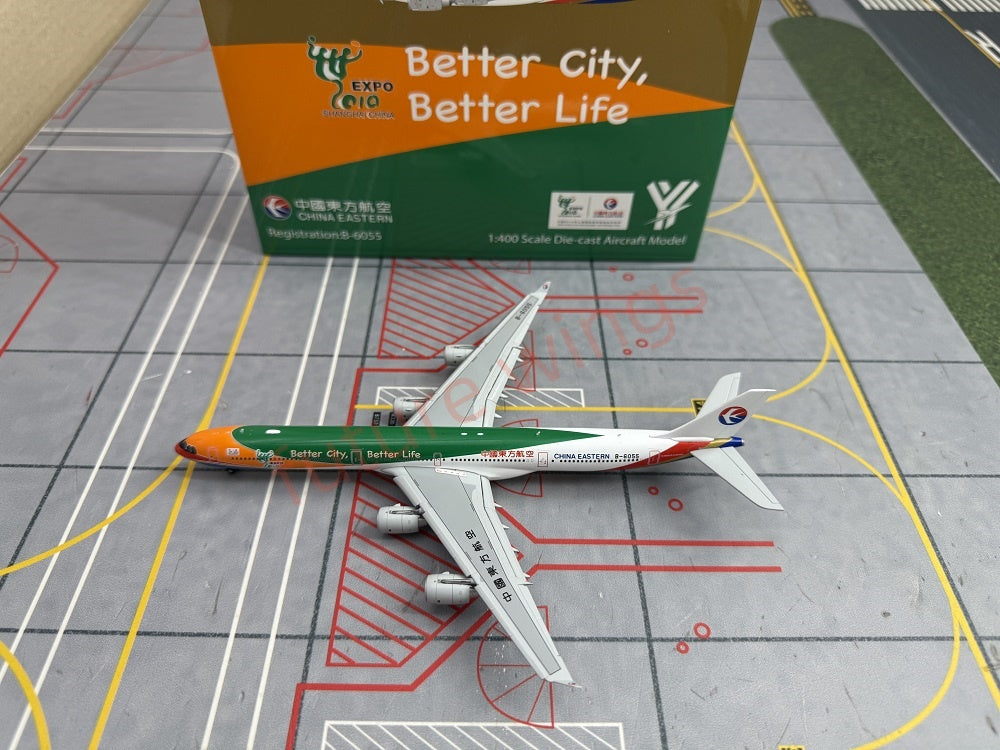 1:400 YY Wings China Eastern Airlines A340-600 B-6055 Aircraft Model+Tractor