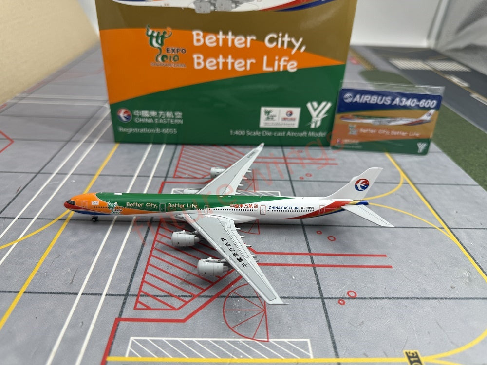 1:400 YY Wings China Eastern Airlines A340-600 B-6055 Aircraft Model+Tractor