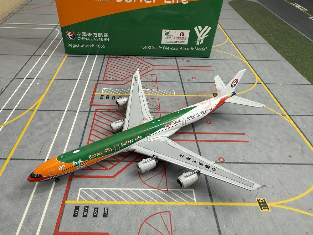 1:400 YY Wings China Eastern Airlines A340-600 B-6055 Aircraft Model+Tractor