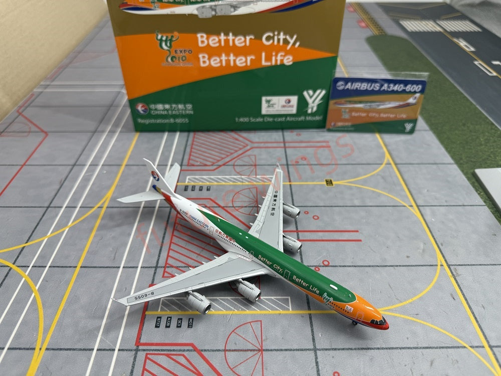 1:400 YY Wings China Eastern Airlines A340-600 B-6055 Aircraft Model+Tractor