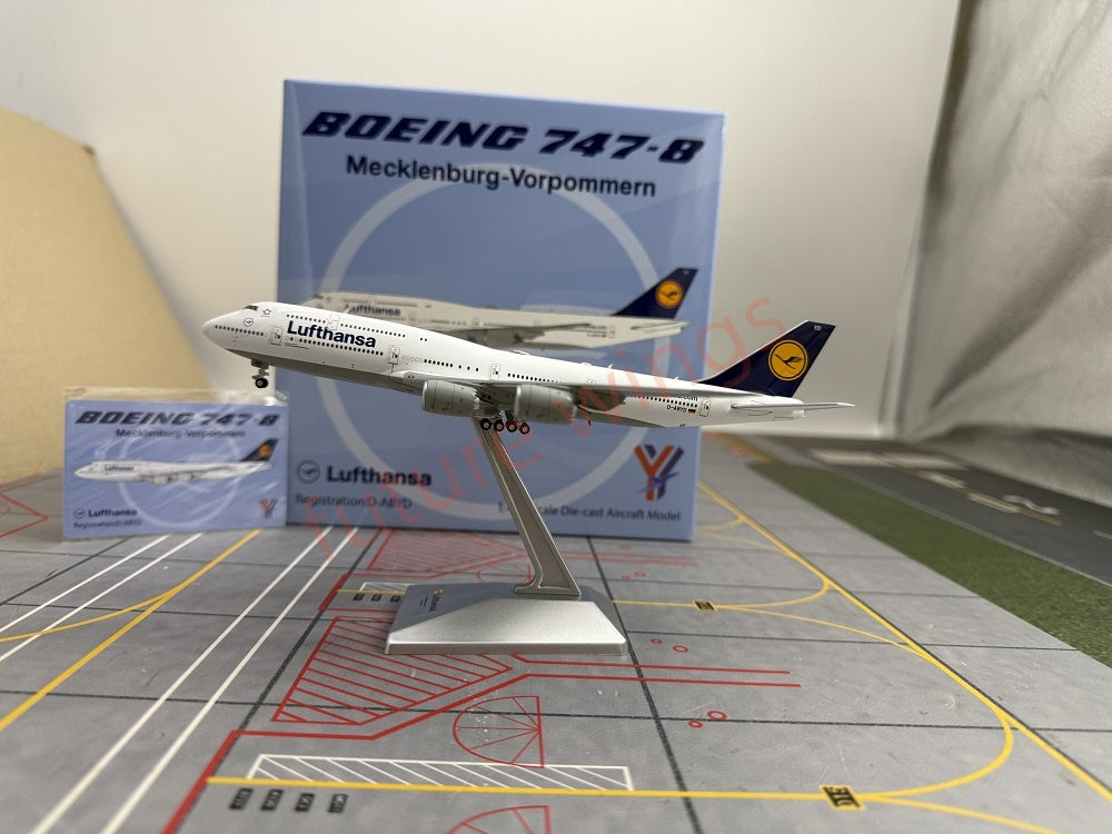 1:400 YY Wings Lufthansa Airlines Boeing 747-8 D-ABYD Aircraft Model+Free Tractor