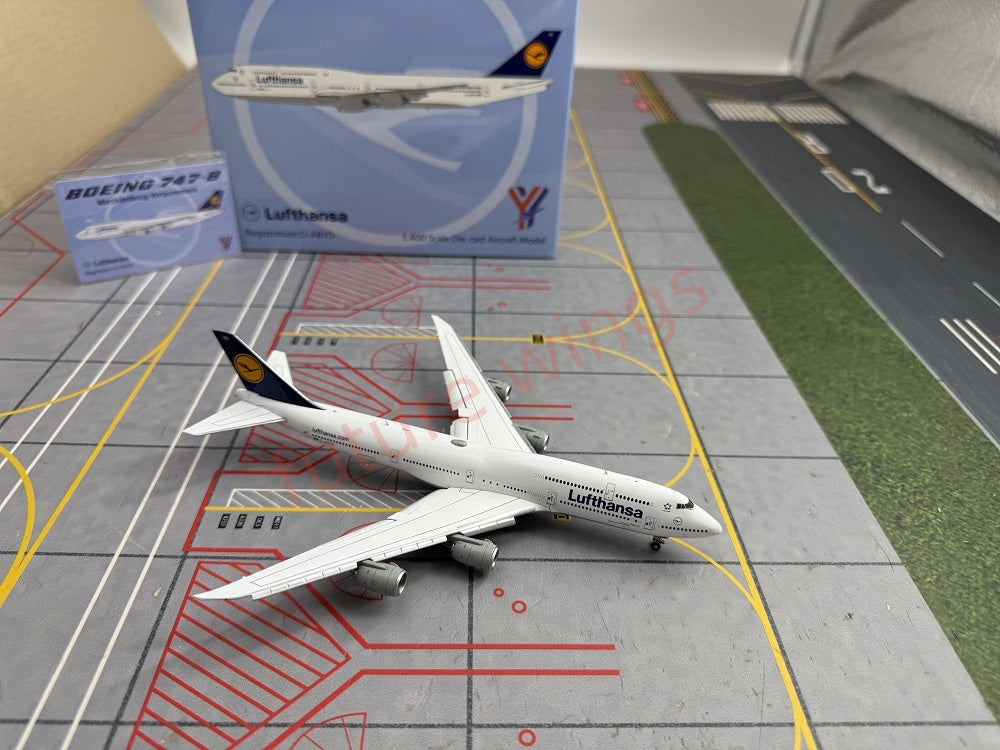 1:400 YY Wings Lufthansa Airlines Boeing 747-8 D-ABYD Aircraft Model+Free Tractor