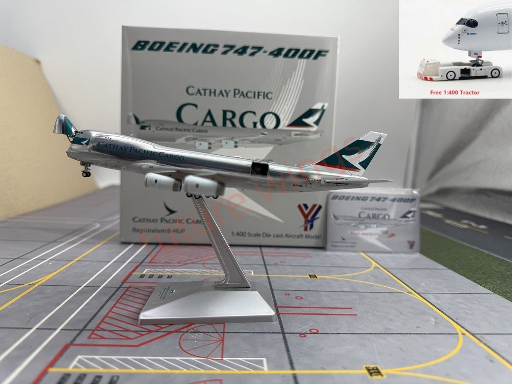 1:400 YY Wings Cathay Pacific Cargo B747-400F B-HUP Free Tractor +Stand