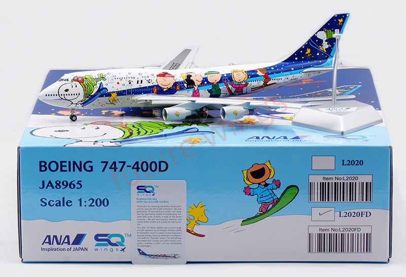 1:200 SQ Wings ANA B747-400D JA8965 “Snoopy” Diecast Aircraft Model