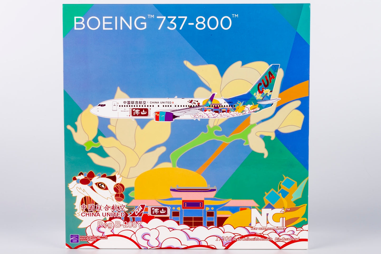 1:200 NG Models 08005 China United Airlines B737-800 B-208Y "Foshan" Aircraft Model