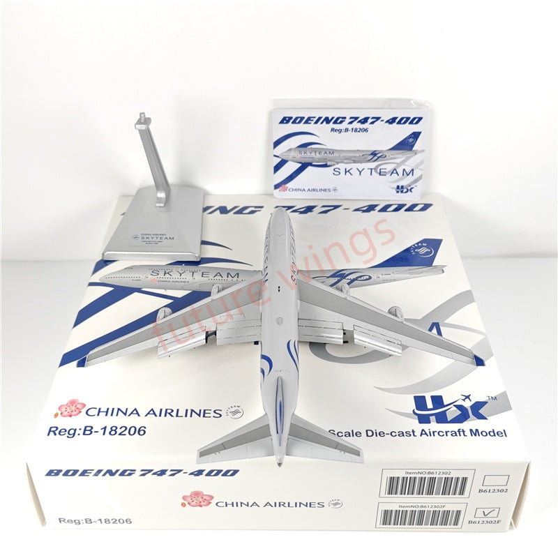 1:400 HX Models China Airlines B747-400 B-18206 "SKYTEAM"Aircraft Model With Stand+Free Tractor