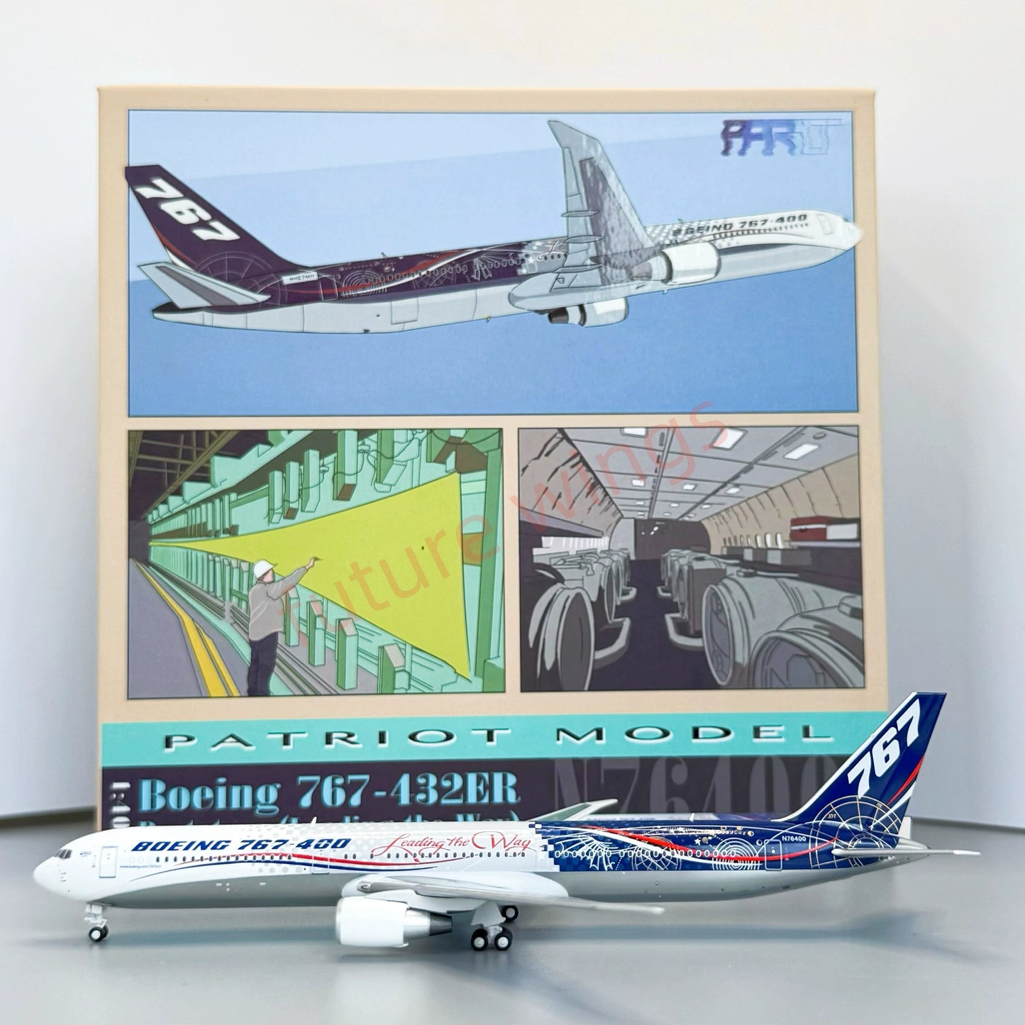 1:400 Patriot Boeing B767-400 N76400 Diecast Aircraft Model+Free Tractor