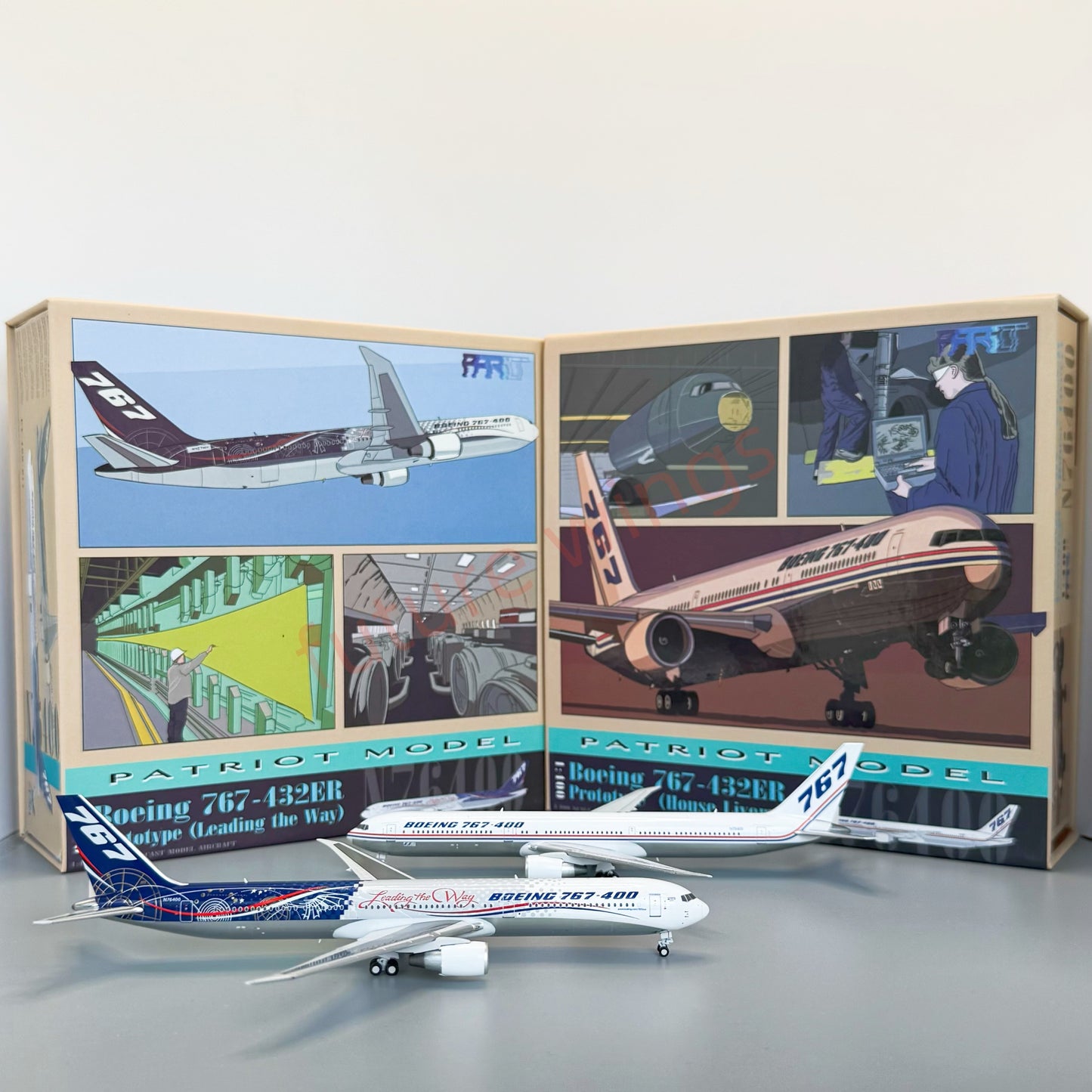 1:400 Patriot Boeing B767-400 N76400 Diecast Aircraft Model+Free Tractor