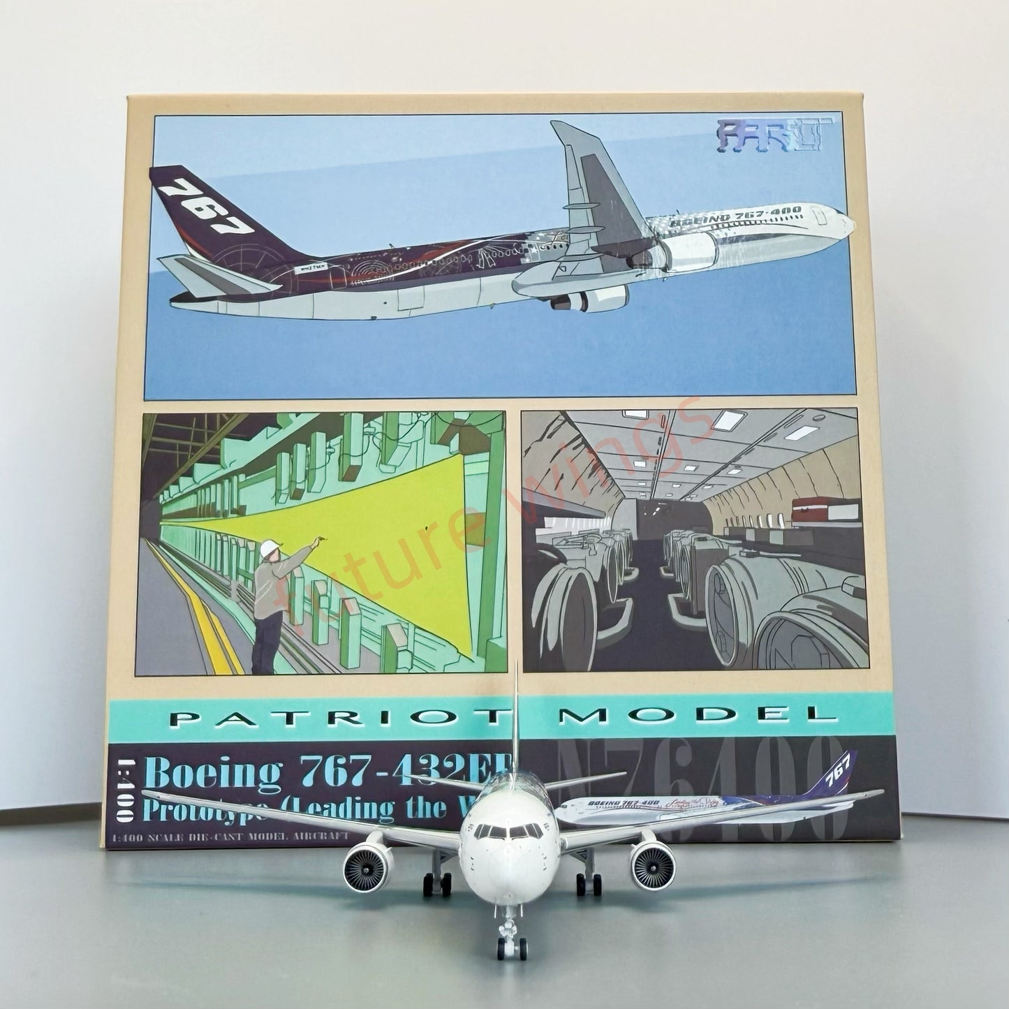 1:400 Patriot Boeing B767-400 N76400 Diecast Aircraft Model+Free Tractor