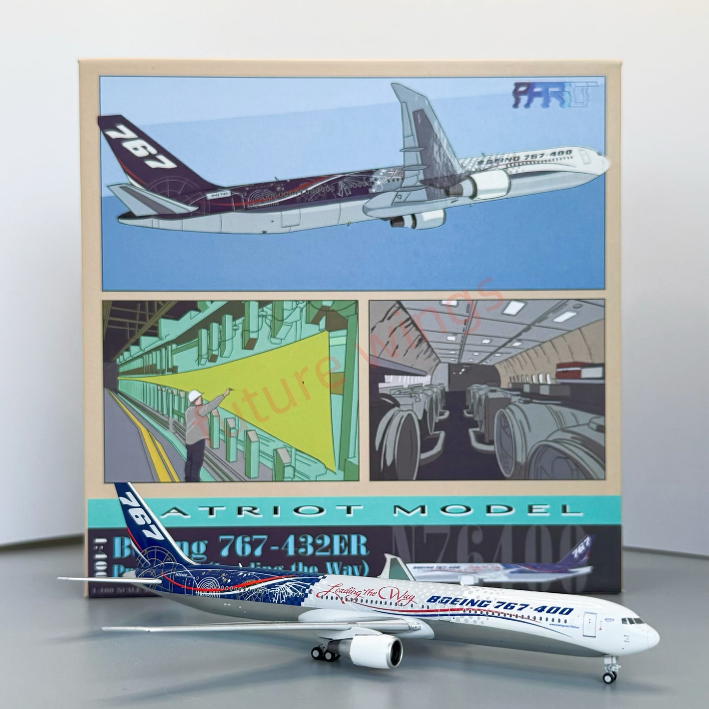1:400 Patriot Boeing B767-400 N76400 Diecast Aircraft Model+Free Tractor