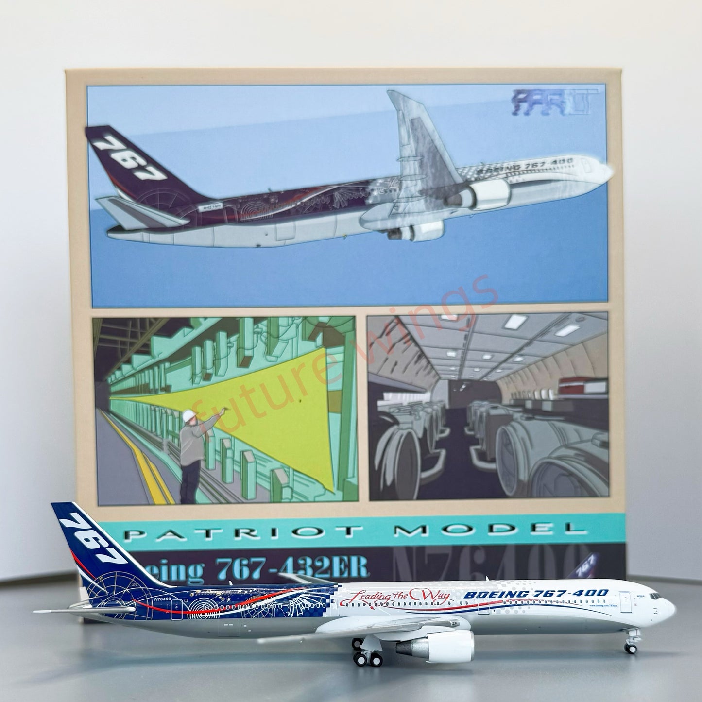 1:400 Patriot Boeing B767-400 N76400 Diecast Aircraft Model+Free Tractor