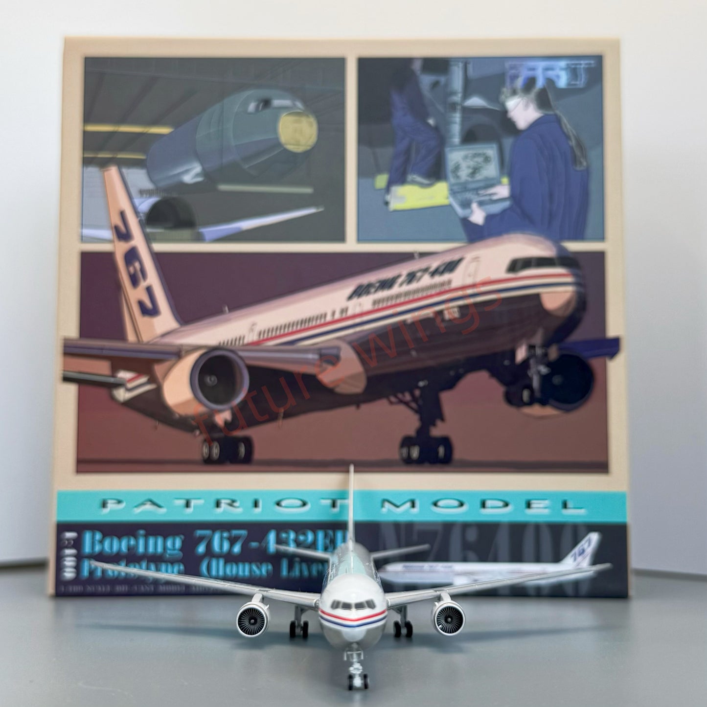 1:400 Patriot Boeing B767-400 N76400 Diecast Aircraft Model+Free Tractor