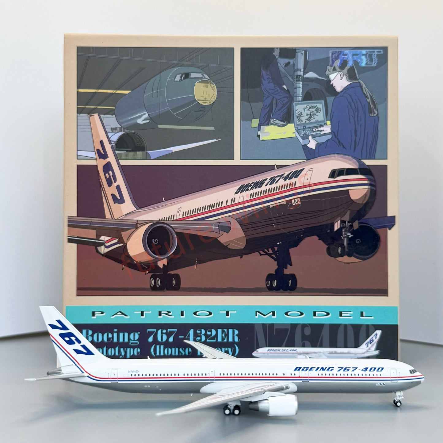 1:400 Patriot Boeing B767-400 N76400 Diecast Aircraft Model+Free Tractor