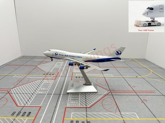 1:400 Geministar Great Wall Airlines B747-400 B-2428 Aircraft Model+Free Tractor