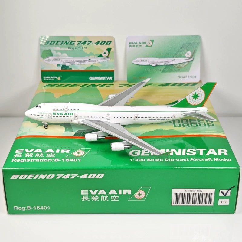 1:400 Geministar EVA Air B747-400 B-16401 Aircraft Model+Free Tractor