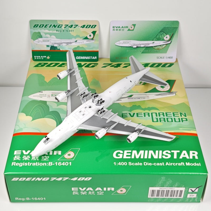 1:400 Geministar EVA Air B747-400 B-16401 Aircraft Model+Free Tractor