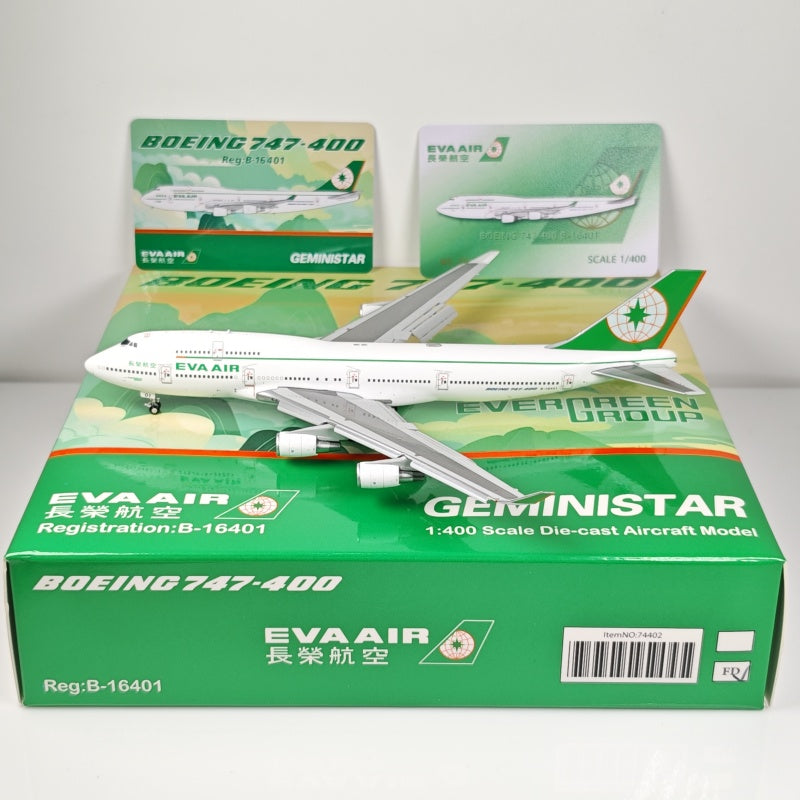 1:400 Geministar EVA Air B747-400 B-16401 Aircraft Model+Free Tractor